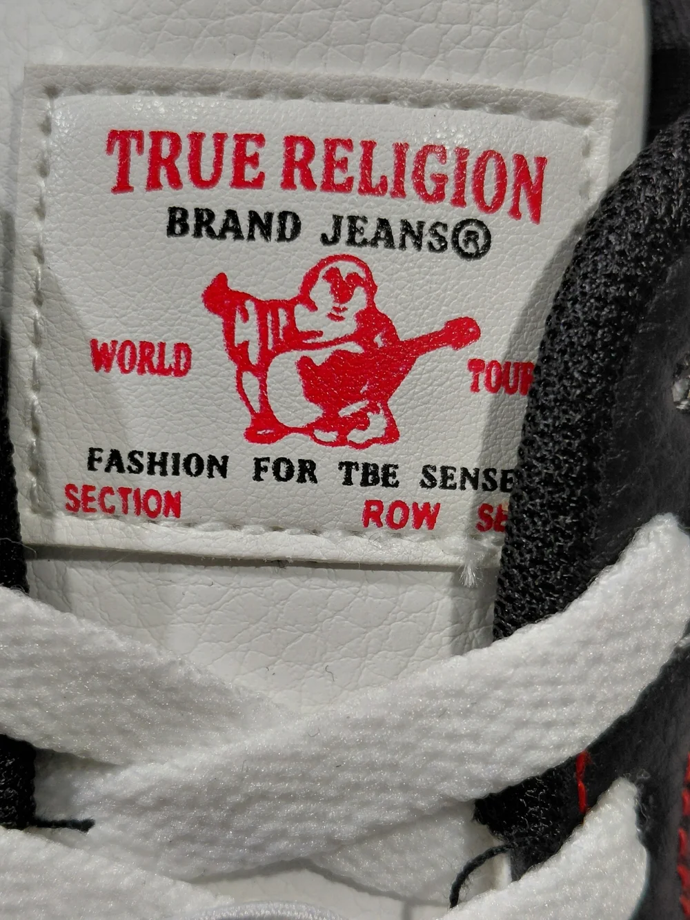 NEW True Religion Womens Arthur Court Low-Top Sneakers in White, Black & Red W8